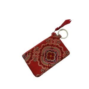 Vera Bradley Orange Paisley Zip ID Keyring & Coin Pouch